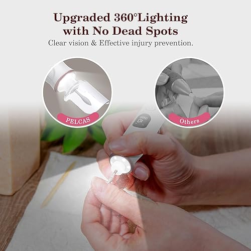 Miniatura 4 de PELCAS Lima de uñas eléctrica, taladro de uñas inalámbrico de 10 velocidades con luz LED, kit portátil de manicura y pedicura, molinillo de uñas con