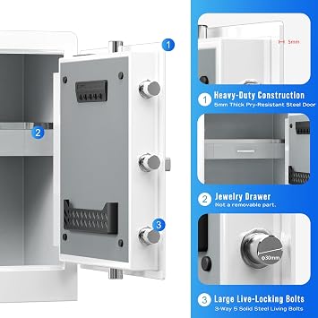 RPNB 1 of 1.8 Cuft Deluxe Home Safe with Removable Shelf, 1 of 2.8 Cuft Biometric Fingerprint Safe Box with Touch Screen, Bundle
