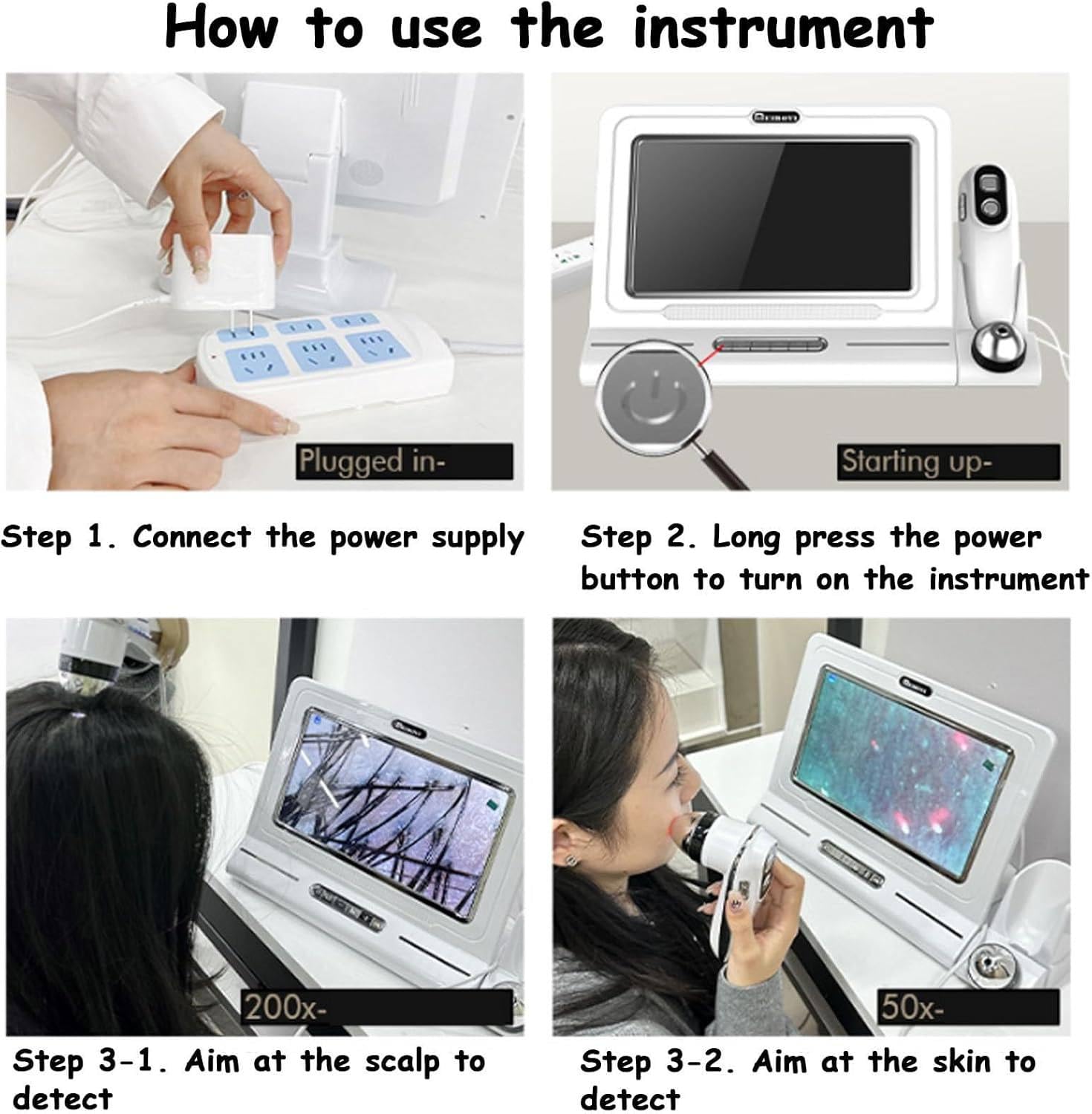 11 Zoll Digitaler Haartester & Mikroskop, multifunktionales Analysegerät für Haut, Haar und Kopfhaut, HD-Display zur Öl-, Feuchte- und Follikeluntersuchung