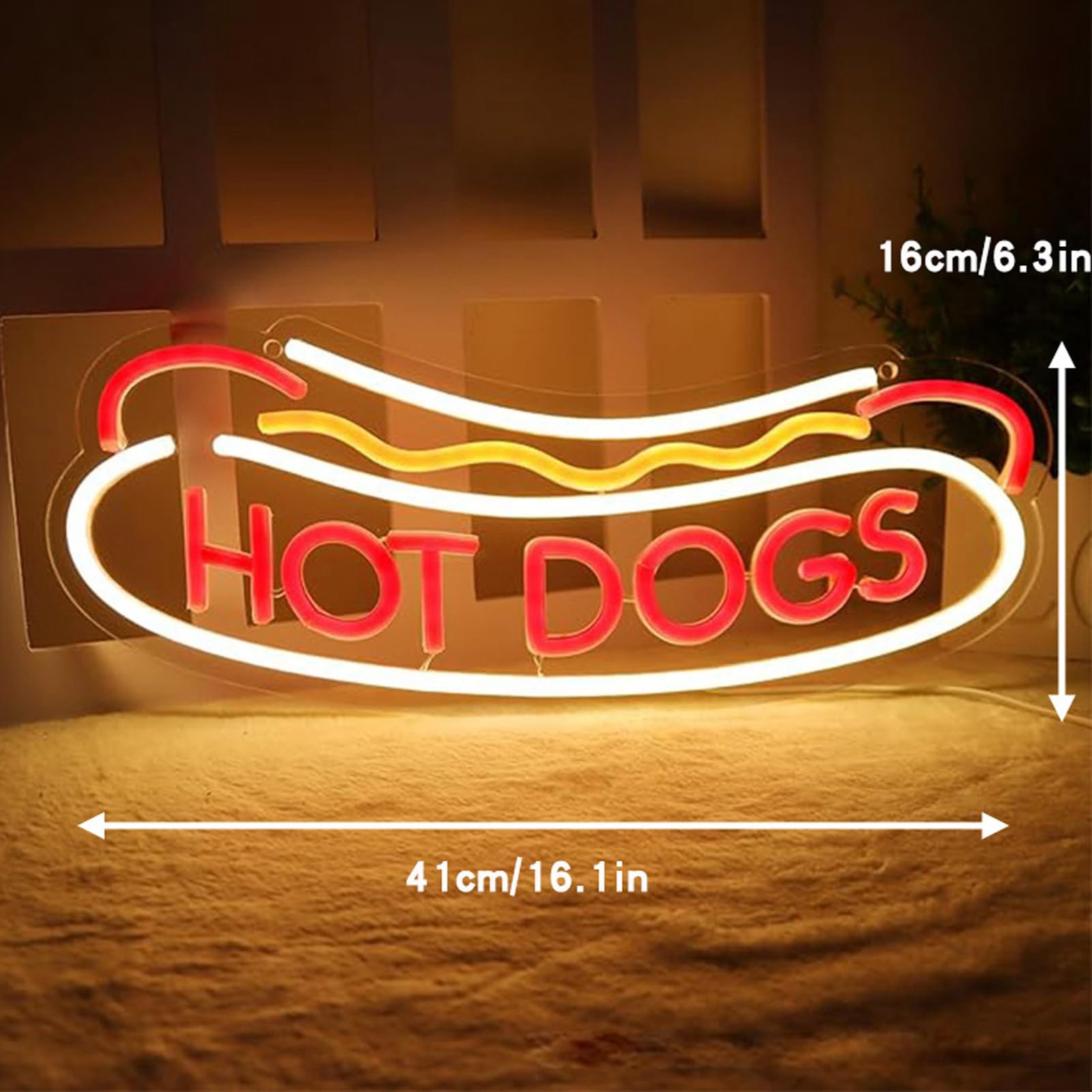 Hot Dogs Neonschild für Wandation, Hot Dogs LED Geschäftsschilder für Fast Food Läden Weihnachtsgeburtstagsfeier Geschenke LED Art Wall Hanging ative Lichter