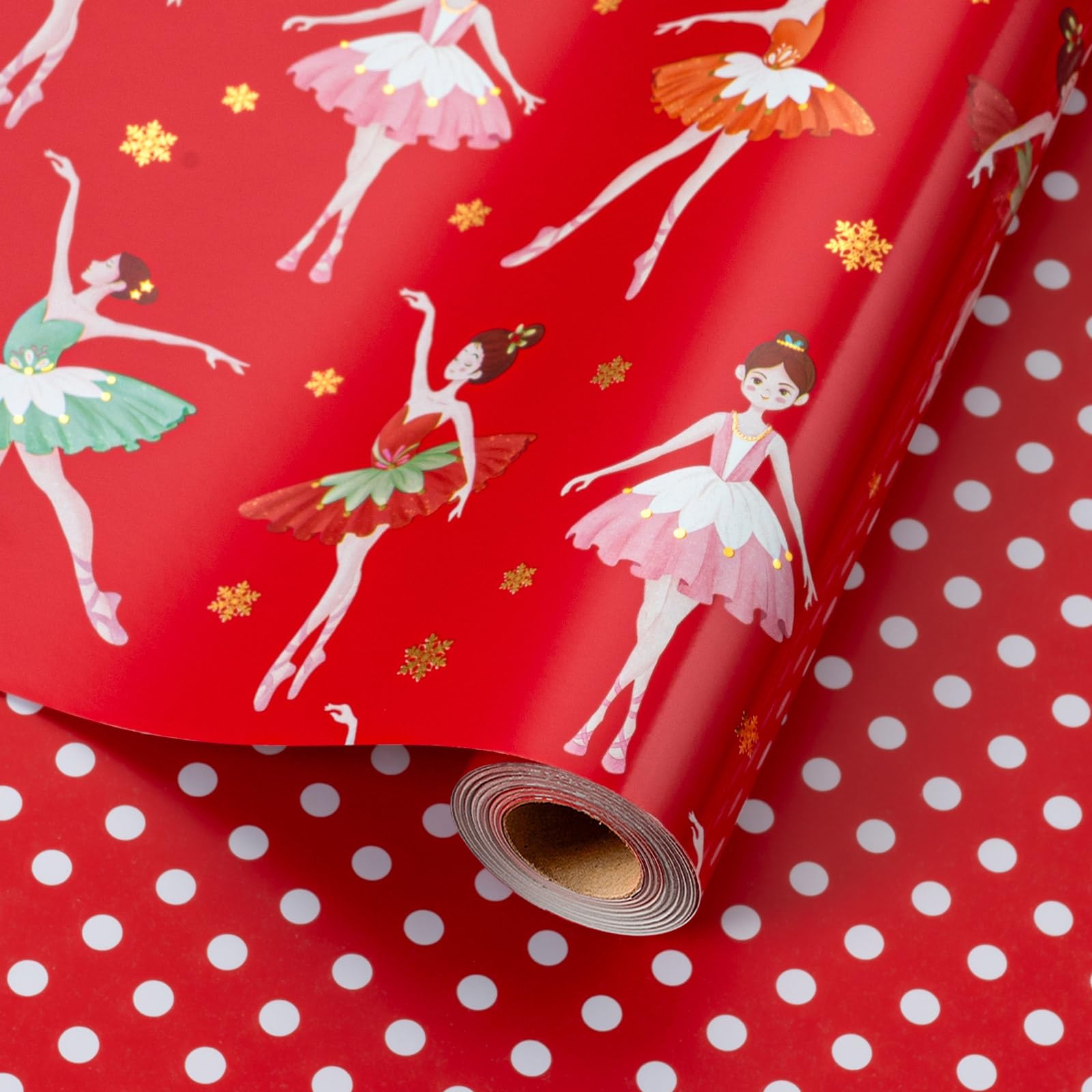 Wikadlik Christmas Wrapping Paper Roll - Green Christmas Tree and Lettering Foil Metallic Design Gift Wrap Paper - 43cm x 10m