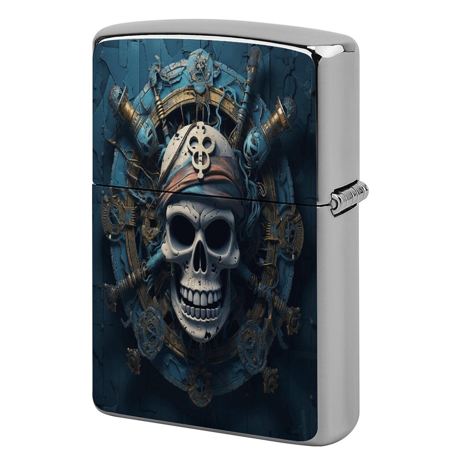 Btcowzrv Style Skeleton Pirate Metal Lighter Case Sleeve Cover Holder
