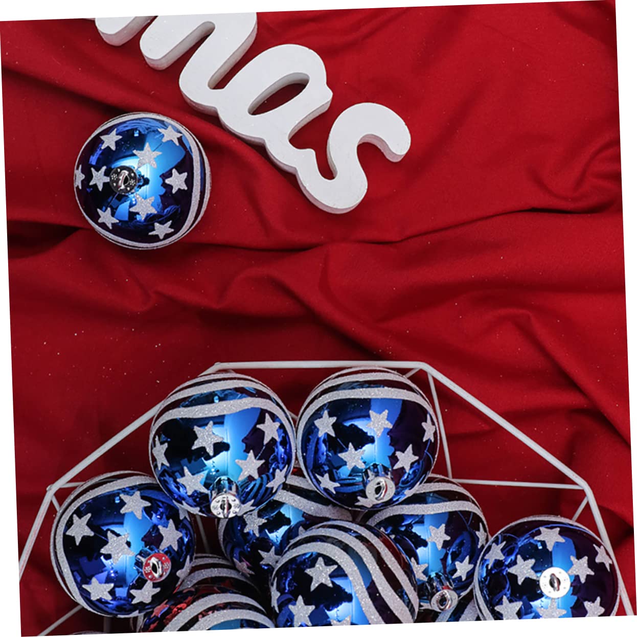 Zerodeko 2 Sätze Gemalte Bälle Zum Unabhängigkeitstag Baumdekorationen Weihnachtskugeln Rot Kunststoffball Kunststoffkugel Weihnachtsdeko Wohnkultur Partydekor Plastik Blue Stück * 2