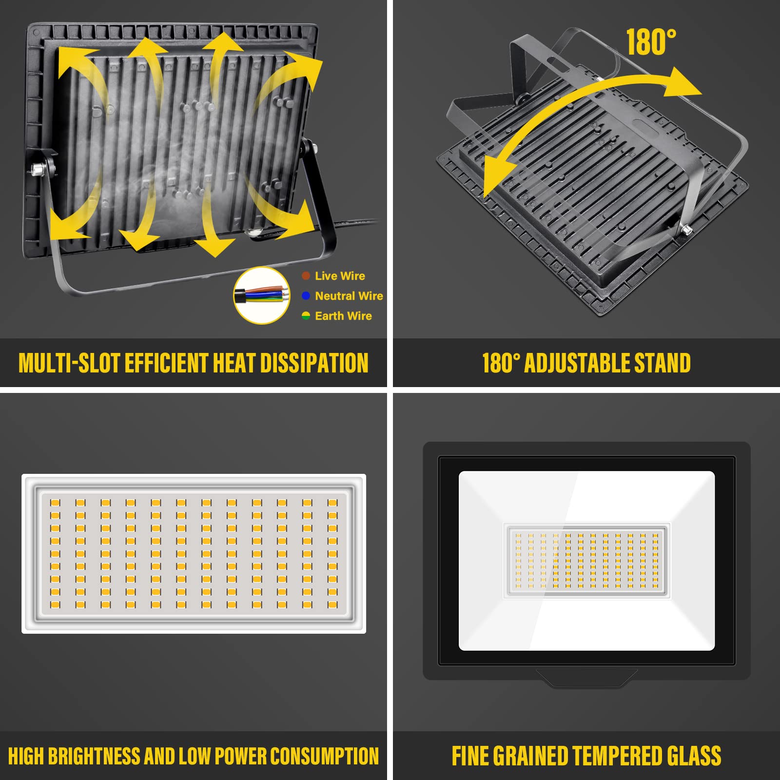 150W Réverbère Extérieur,6500K Lampadaire Led Extérieur Avec Ip66 Étanche, Lampe De Sécurité