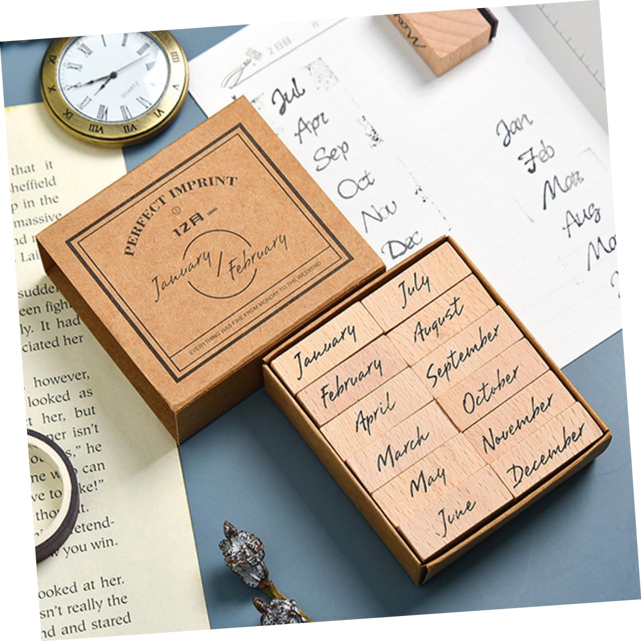 DOITOOL 5 Set Timbro Con Sigillo In Legno Timbro Per Etichette Forever Crafts Con Alfabeto Con Multiuso Per Diario pezzi * 5