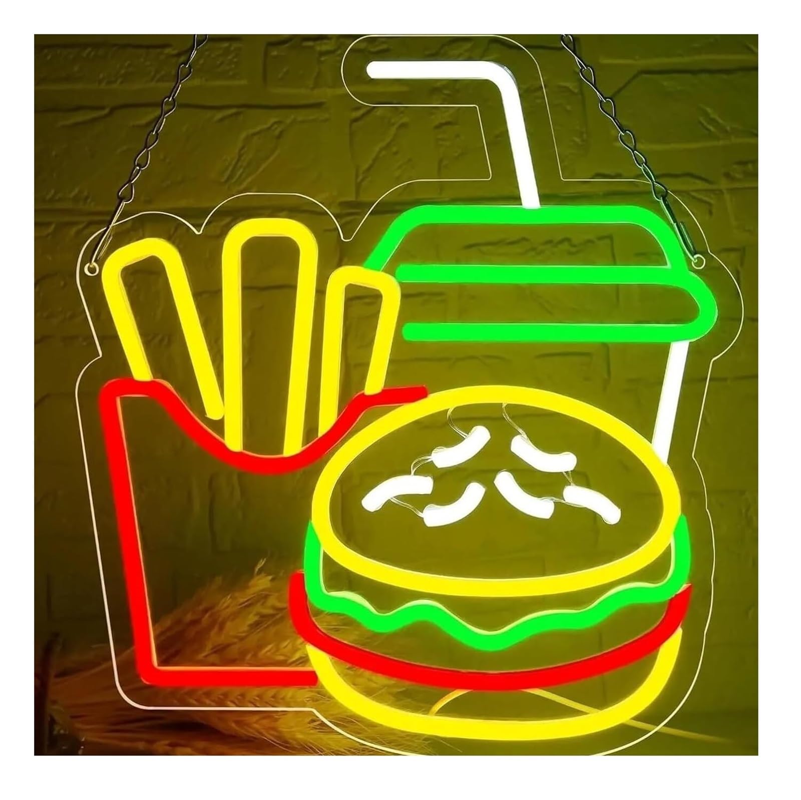 Per insegne al neon Hamburg Fries Light Commercial Fast Food Signs