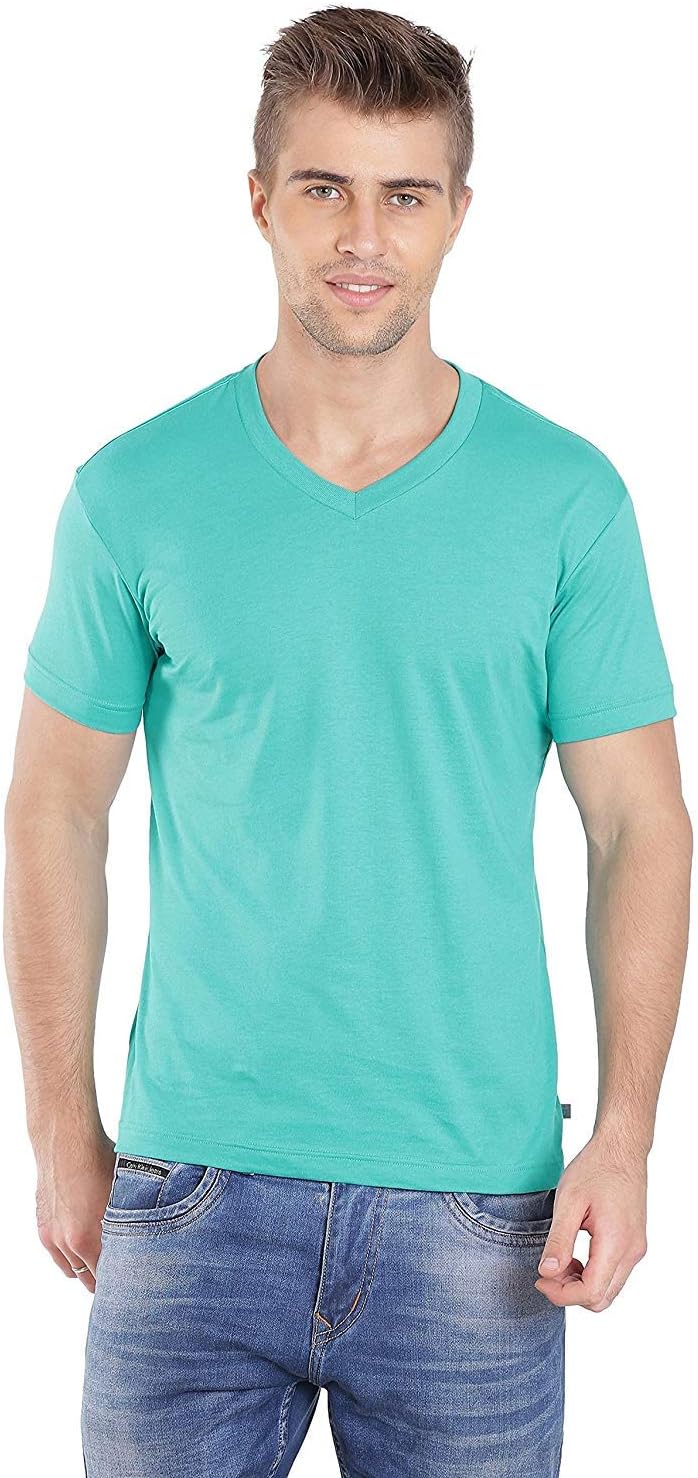 2726 V-Neck DEEP Atlantis Green Men Half Sleeve T-Shirt