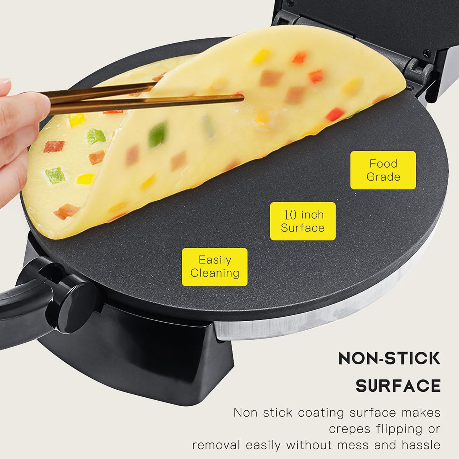 Macchina per Tortillas Elettrica 1500W, Piastra Doppia 25 cm