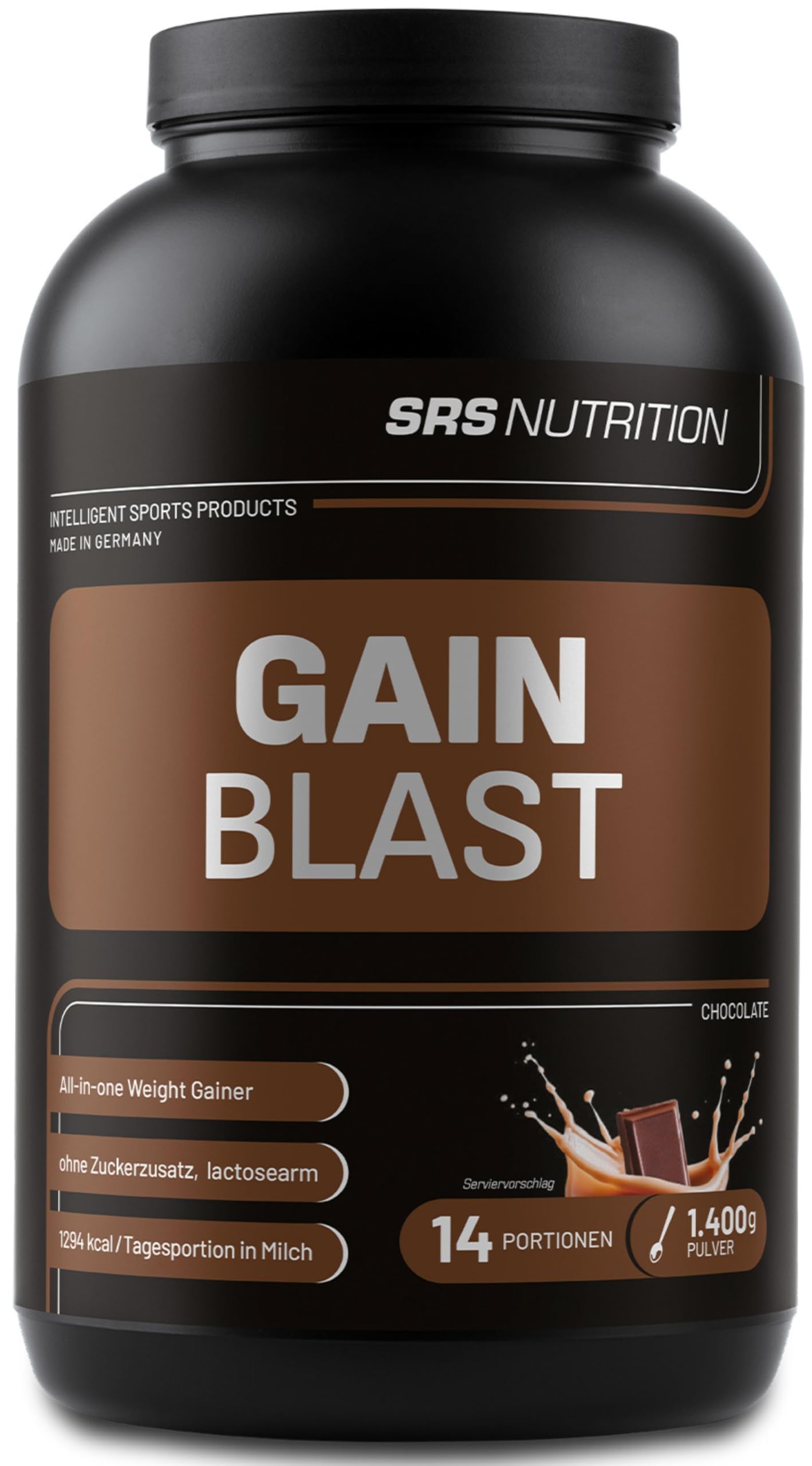 SRS Muscle Gain Blast XL – Schoko, 1.400 g, Premium All-in-One Weight Gainer
