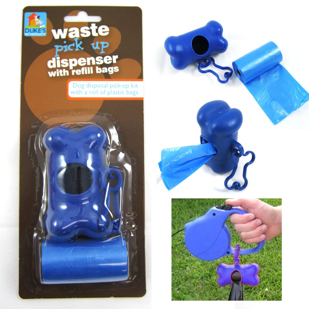 Waste Pick Up Poop Bags Bone Shape Pet Dog Cat Dispenser Refill Roll Clean Up !