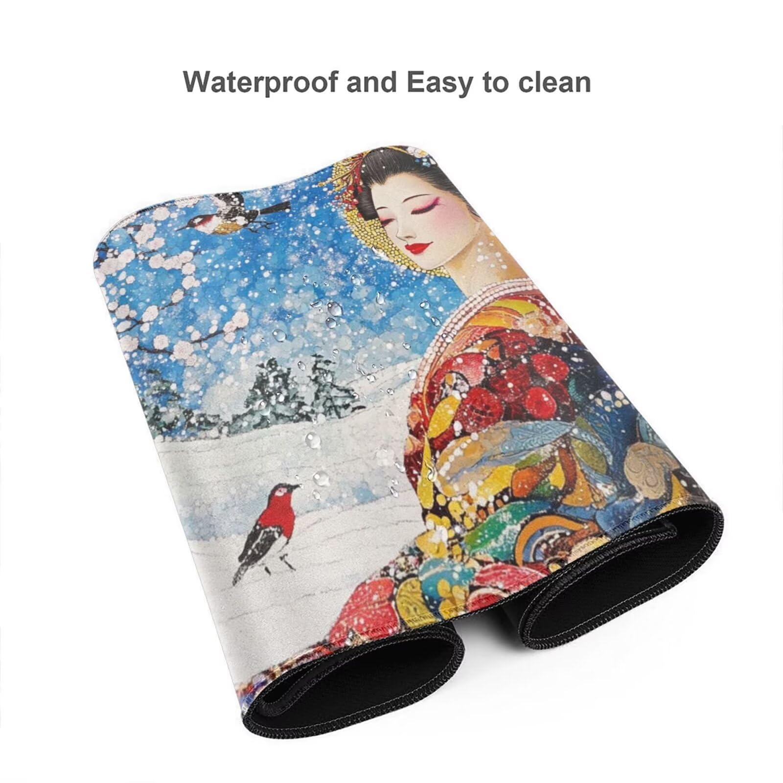 Alfombrilla Ratón Japón Alfombrilla Ratón XXL 1600 x 800 mm, Belleza Mouse Pad Gaming con Bordes Cosidos, Impermeable Mousepad XXL Base de Goma Antideslizante Duradera, Mouse Pad para Oficina Q904