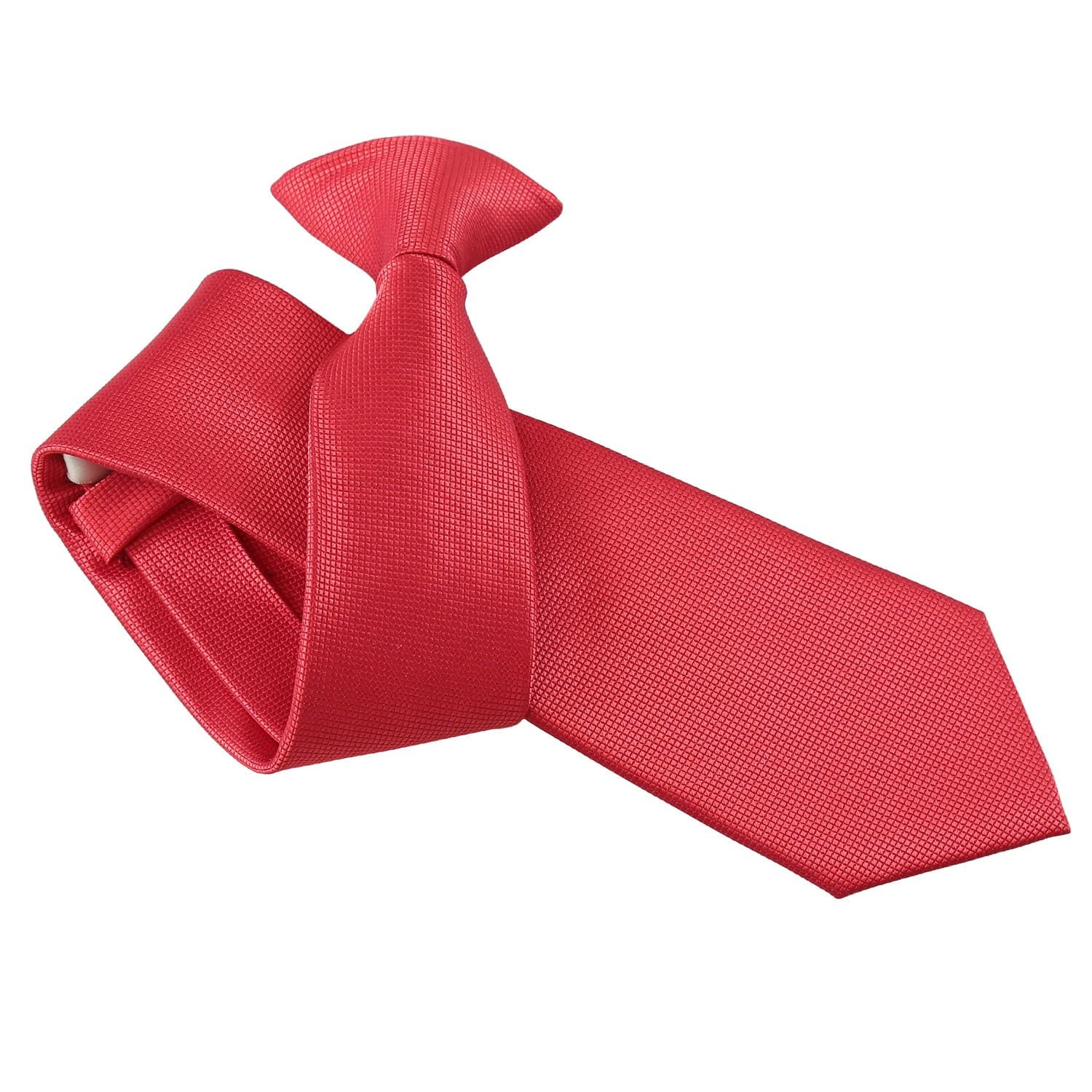 Dqt Men's Red Check Pattern Clip-On Tie – Pre-Tied Necktie For Wedding, Business & Formal Wear, Easy Fasten