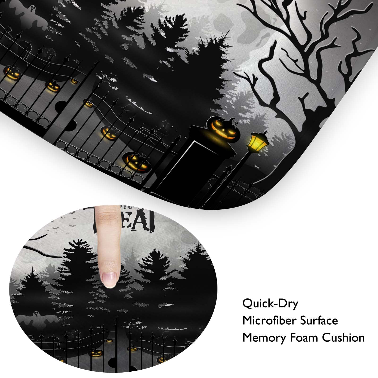 Halloween-Duschvorhang-Set – 4-teilig Mit Badematte, WC-Deckel & Teppich, Grusel-Design