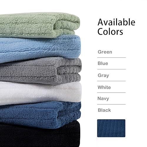 Miniatura 7 de Juego de 4 toallas de baño grandes a rayas blancas, toallas de baño de gran tamaño, súper suaves, transpirables, gigantes, altamente absorbentes, de