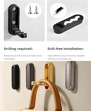 4PCS Foldable Wall Hooks - Space-Saving Metal Folding Hooks for Bathroom, Kitchen, and More - for Towels, Coats, Bags(Black)