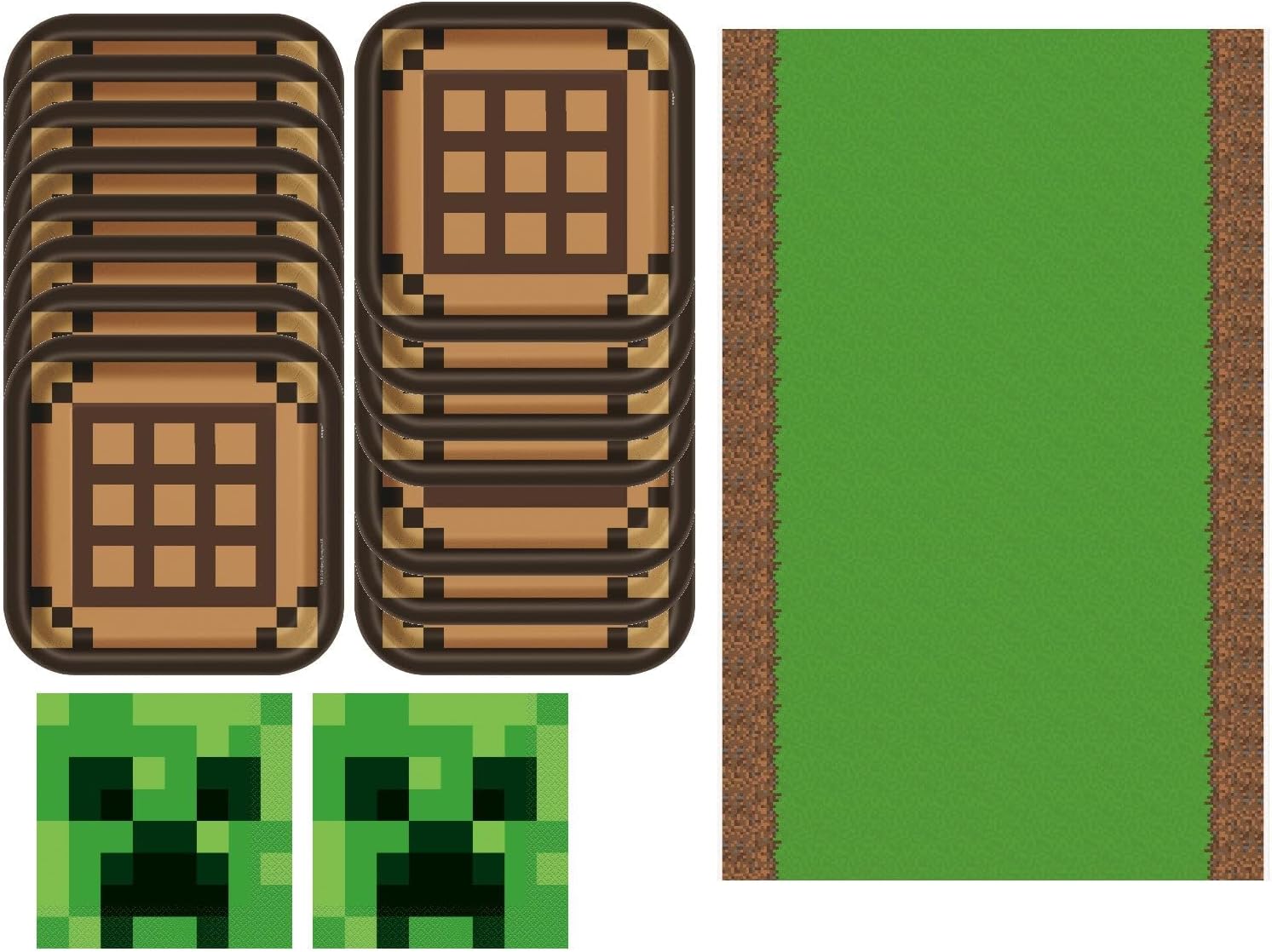 Minecraft Party Birthday Plates Napkins Tablecloth | Minecraft Party Theme Birthday Tableware Party Supplies Pack | Serve 16… Minecraft Party Birthday Plates Napkins Tablecloth | Minecraft Party Theme Birthday Tableware Party Supplies Pack | Serve 16…