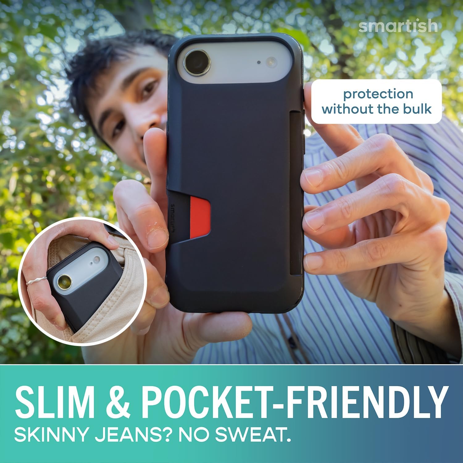 Smartish® iPhone Air Wallet Case - Wallet Slayer Vol. 1 [Slim + Protective] Credit Card Holder - Drop Tested Flip Hidden Card Slot Cover for Apple iPhone Air - Black Tie Affair - Image 4