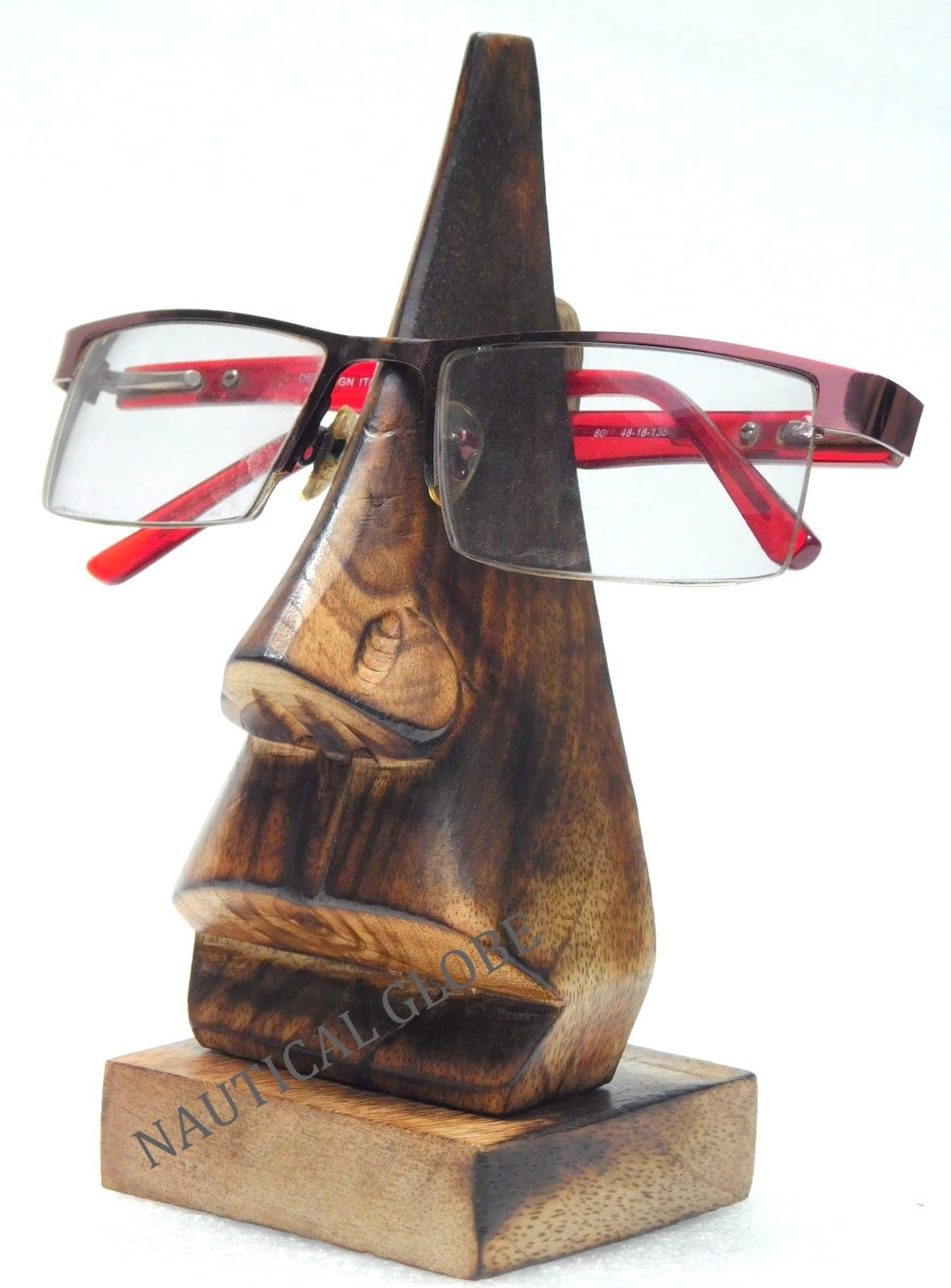 Meridian Nauticals KHUMYAYAD Classic Spectacle Holder 6.5" Wooden Nose, Display Stand,Wood Spectacle Stand,Unique Desktop Item