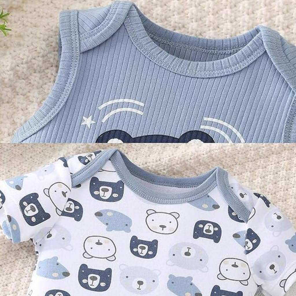 BRONG 3 Confezioni Bambino Pagliaccetto Tutine 100 Cotone Un Pezzo Unico Tuta Estate Neonato Tutina Ragazzi Ragazze Cartone Animato Manica Corta Pigiama
