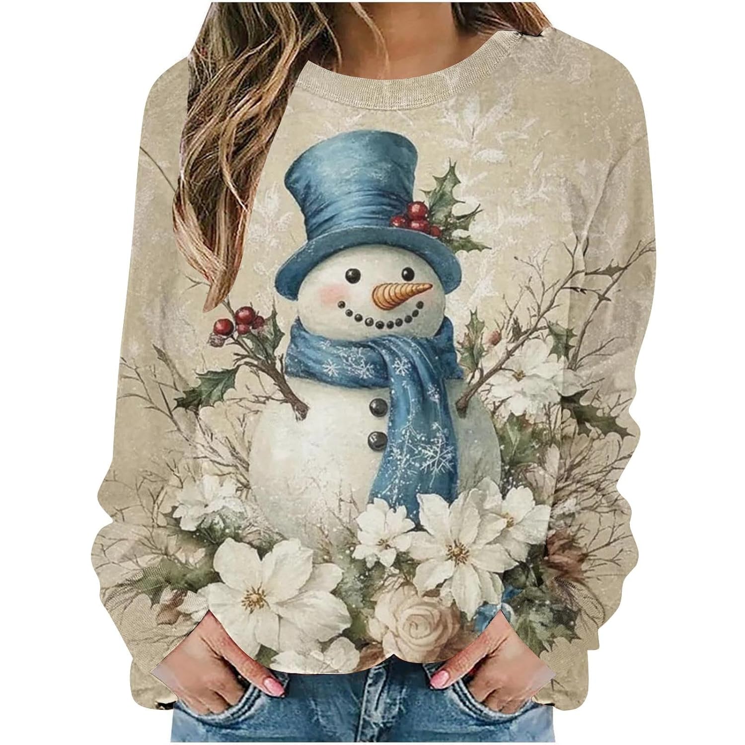 Christmas Sweatshirts for Women 2025 Vintage Animal Graphic Ugly Sweaters Tops Western Long Sleeve Crewneck Pullover