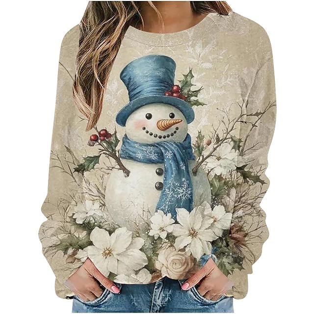 Christmas Sweatshirts for Women 2025 Vintage Animal Graphic Ugly Sweaters Tops Western Long Sleeve Crewneck Pullover