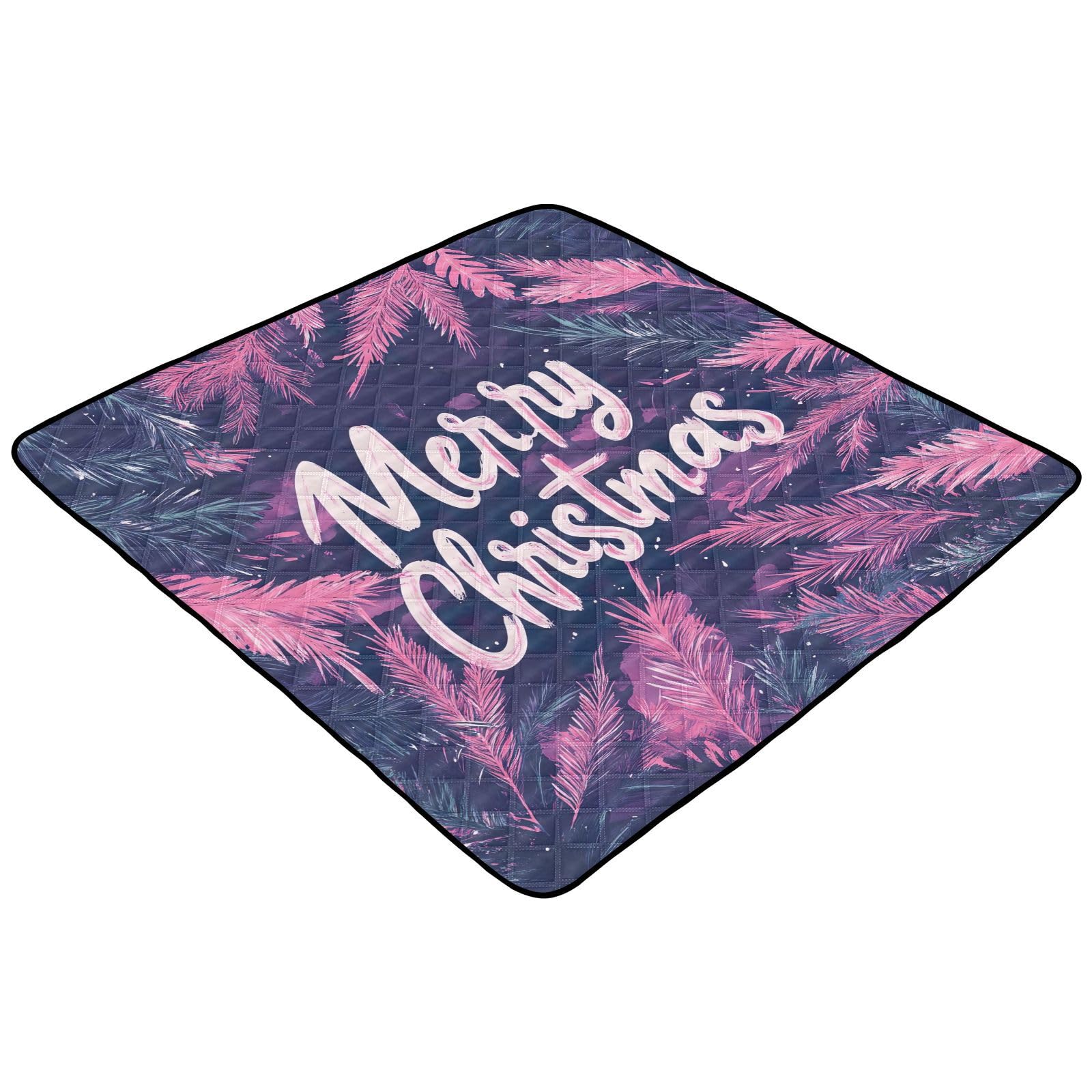 BOESI Doodle Merry Christmas Pattern Baby Play Mat, 50“ X 50” Washable Folding Crawling Mat, Baby Floor Mat, Soft, Thick, Non-Slip