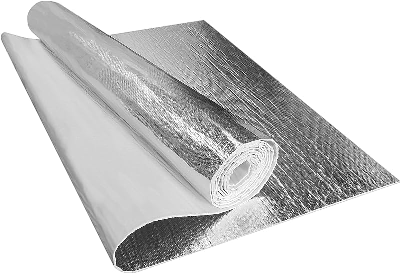 Manta de isolamento térmico automotivo FOURUB com fibra cerâmica e folha de alumínio, 1,98 mm, até 1260 °C – 88,9 x 228,6 cm