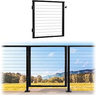 Muzata Aluminium Cable Railing Gate Black for Wood Metal 42" Cable Railing System Outdoor Seaside 36 1/32" W X 38 1/2" H, DG02 BPA