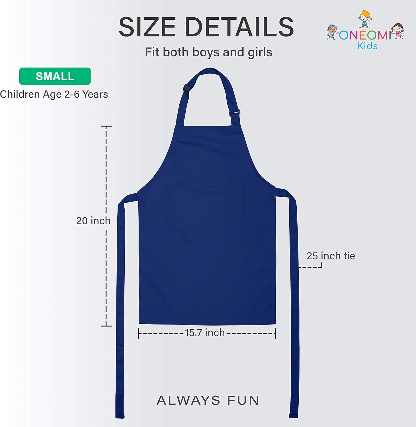 Kids Apron, Small, 100% Cotton With An Adjustable Strap to fit All Ages - Image 2
