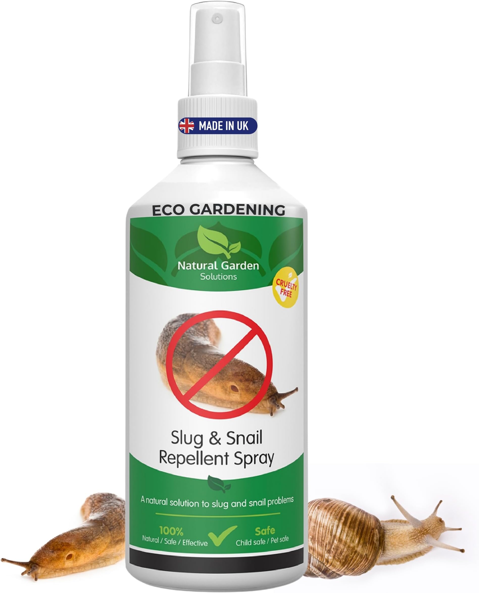 Organic Slug Snail Repellent Spray Alternative to Chemical Slug Pellets Snail Killer Stop Slugs & Snails Outdoors Indoors Pet Friendly Bird Safe Clove Thyme Peppermint 250ML