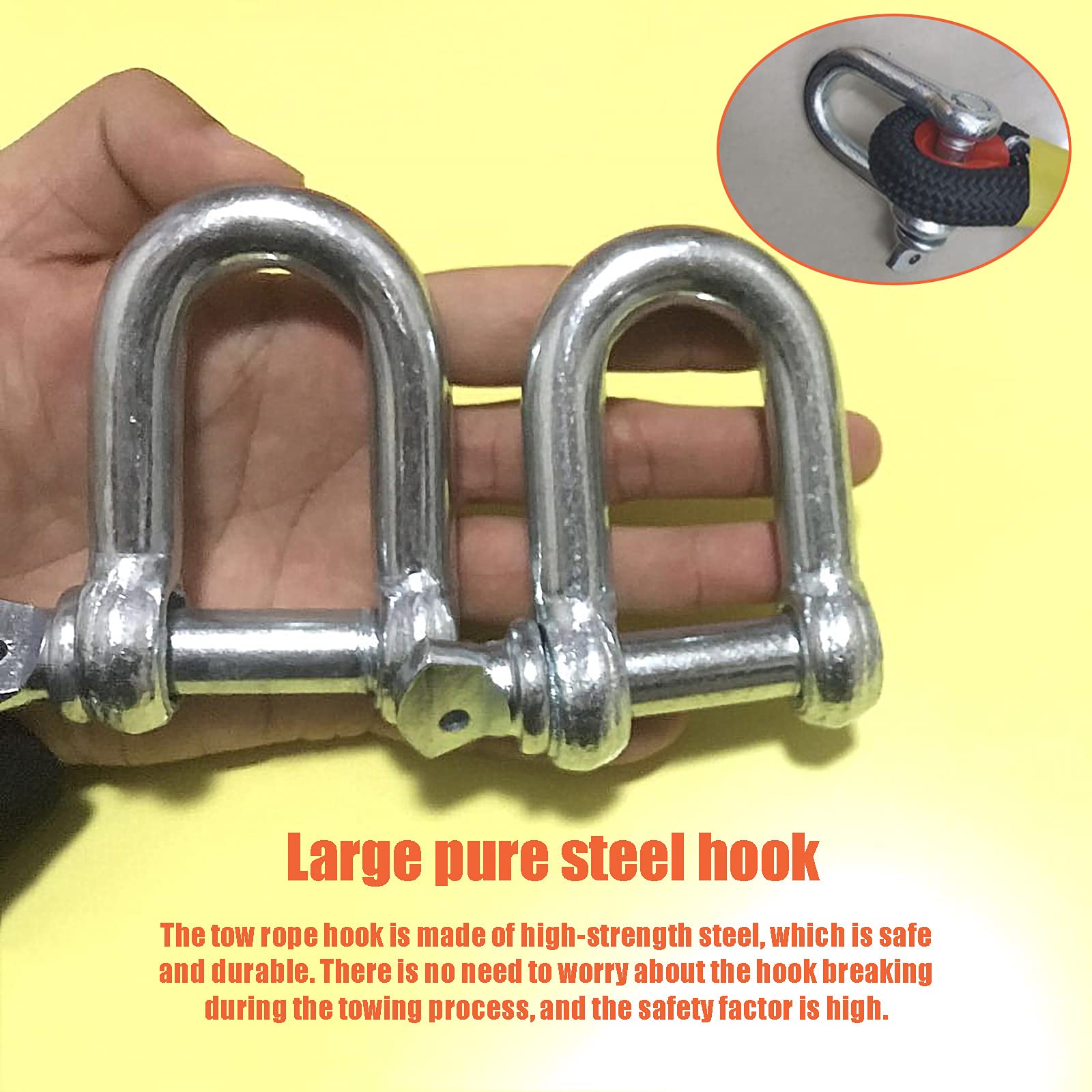Cuerda de Remolque, Cinturón de Remolque Correa de Remolque para Automóvil Cinturón de Remolque Resistente 4X4 con 2 Ganchos de Seguridad para Equipo de Rescate de Remolque de Camión/15T/5M