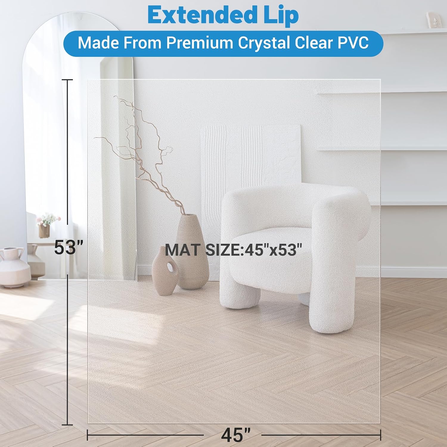 Luxstep Office Chair Mat for Carpet,Chair Mat for Carpet,Heavy Duty Hardwood/Tile Floor Protector,Easy Glide Desk Chair Mat for Work,Study,Dining and Gaming,Crystal Clear(45”x 53”,Rectangle)