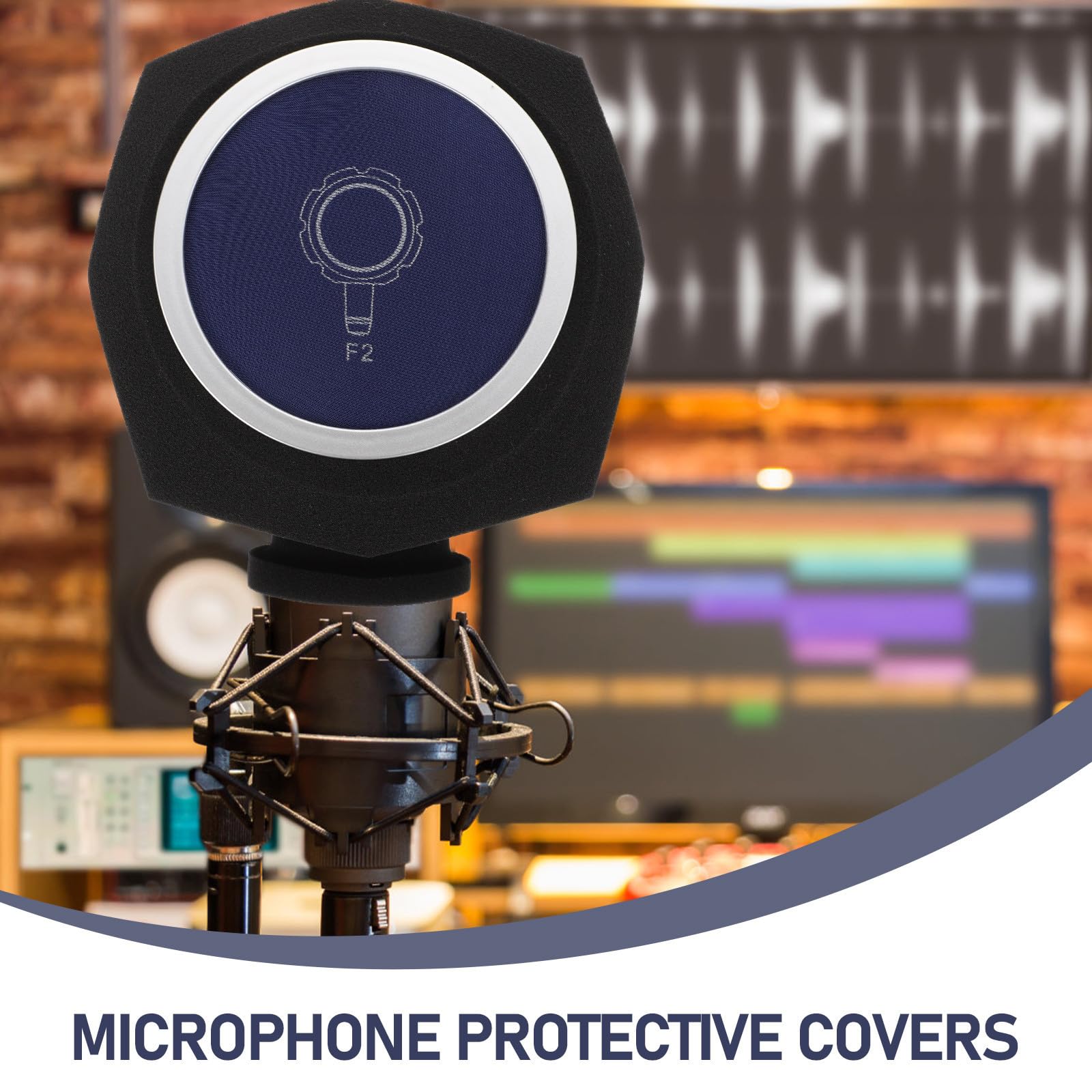 CLISPEED Cubierta y Reducción de Ruido para Micrófono de Esponja Azul y Protección del Micrófono Aislamiento Acústico Funda Engrosada para Grabación Interior