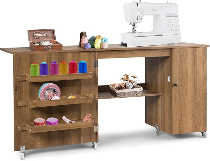 Giantex Folding Sewing with 3 Storage Bins, Side