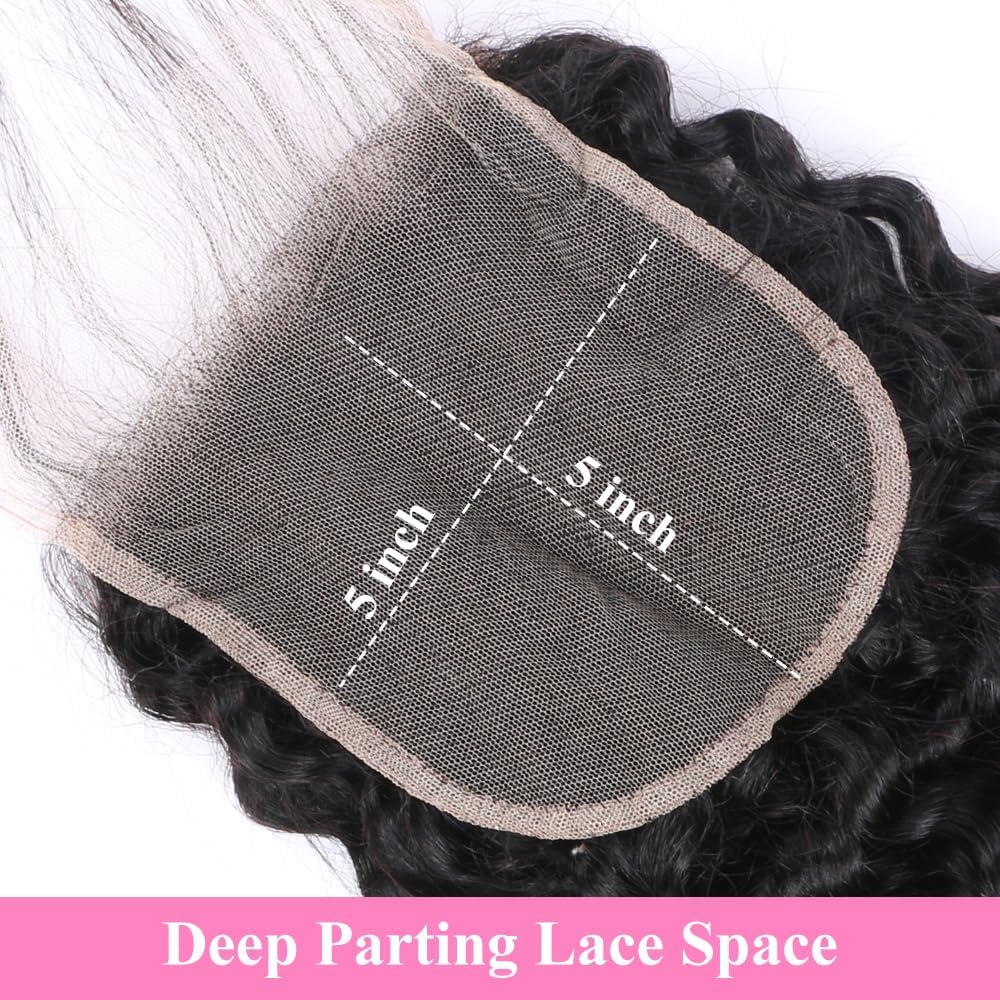 5x5 Transparent HD Lace Closure Human Hair Deep Wave 14 Inch Virgin Human Hair Closure HD Lace Closure Pre-plucked Natural Black with Baby Hair