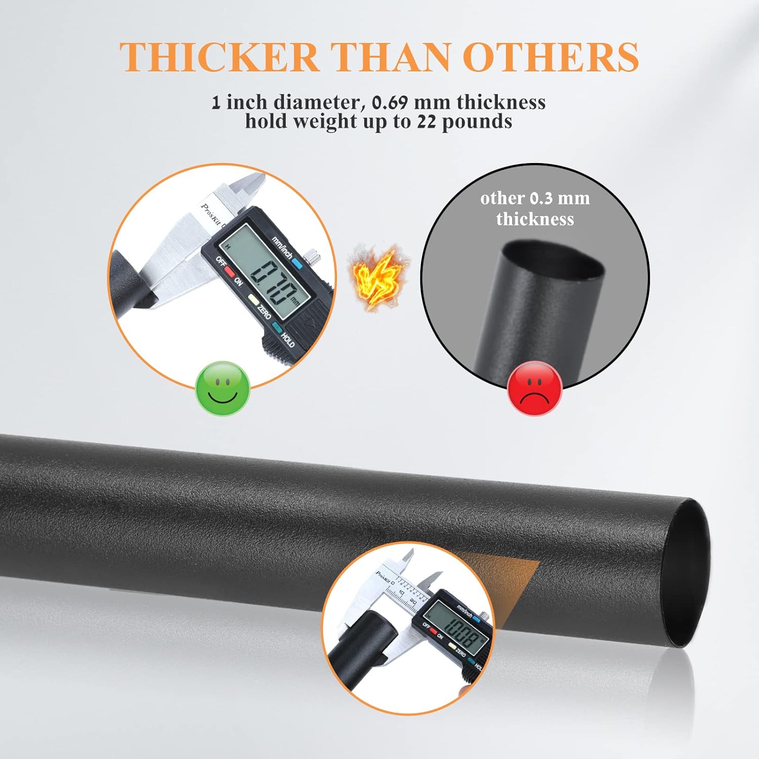 Industrial Curtain Rods - Black, Rustic, Room Divider - 1 Inch, 30 to 168 Inch