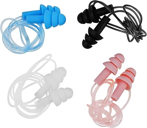 Miniatura 6 de Tapones para los oídos con cancelación de ruido con cables, 4 pares, tapones para los oídos de silicona suave con reducción de ruido, impermeables,