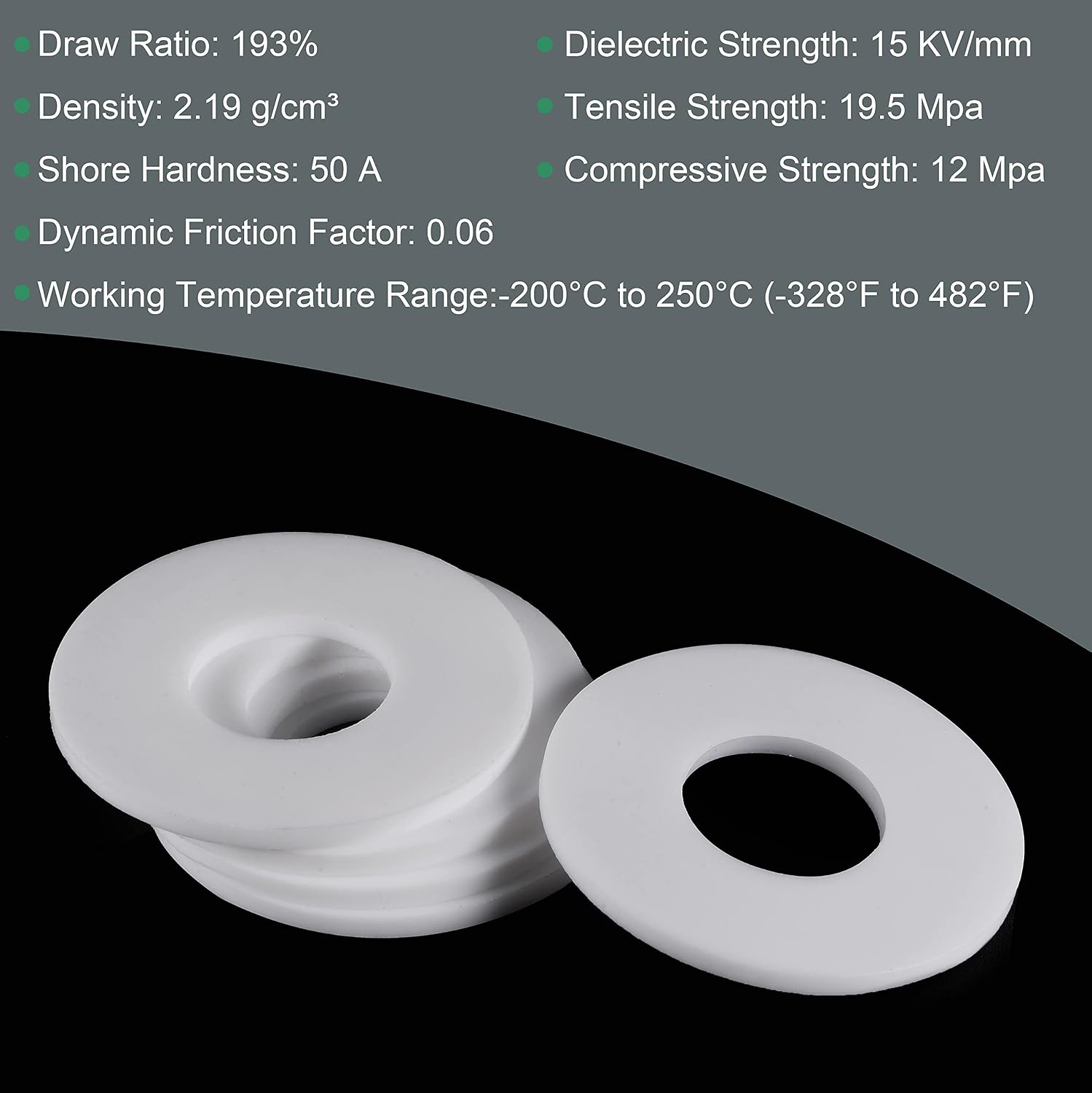 MECCANIXITY PTFE Flat Washers 57mm OD 24mm ID 3mm Thick DN20 Flange Gasket, White Pack of 5
