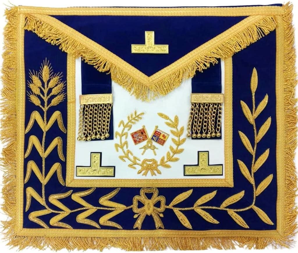 BRICKS MASONS Grand Standard Bearer Craft English Regulation Apron - Royal Blue