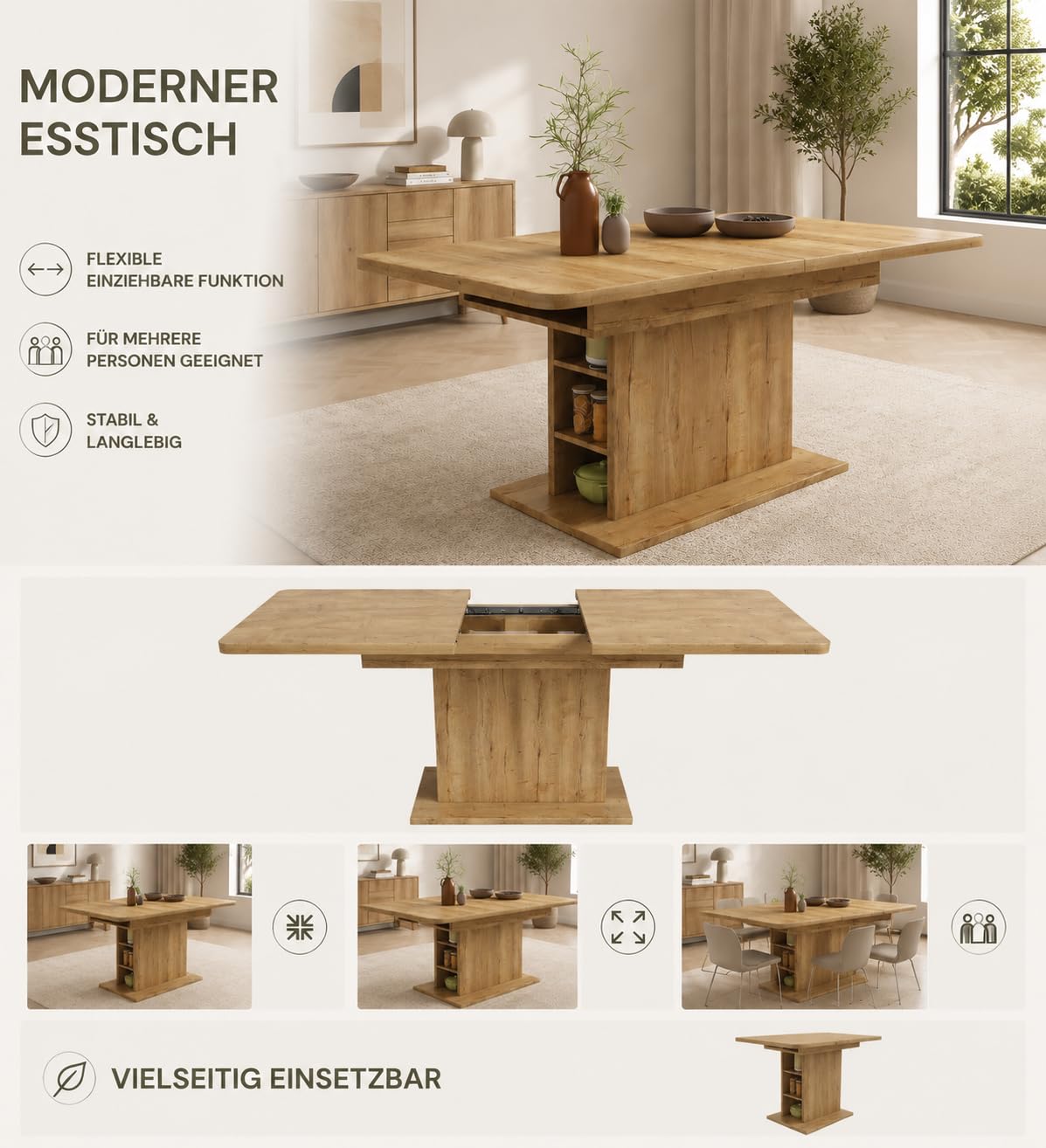 Mesa de comedor ovalada de 180 x 90 cm para 4-6 personas, mesa de cocina rústica de nogal, mesa de comedor grande de madera para cocina, salón y comedor