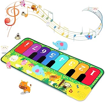 Amazon Sanmersen おもちゃ ピアノ マット 8鍵盤 5種類動物音 ピアノおもちゃ 光る機能 ピアノおもちゃ 音量調整 滑り止め 防水 ピアノミュージックマット 知育玩具 誕生日 クリスマス 6 ピアノ 鍵盤楽器 おもちゃ