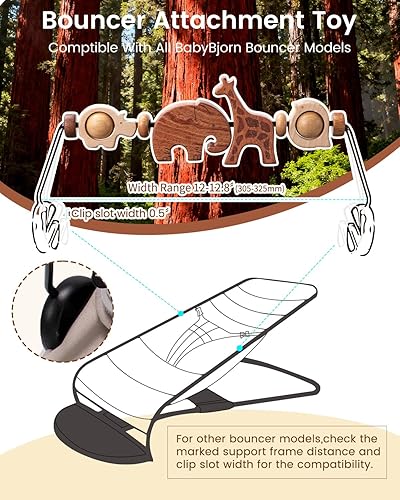 Miniatura 6 de Baby Bouncer - Barra de juguete de madera compatible con Baby Bjorn Bouncer, accesorio de juguete de ajuste apretado y seguro, muy divertido de ver,