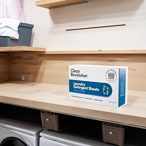 Miniatura 6 de Clean Revolution Hojas de detergente para ropa, 50 hojas, 100 cargas de ropa, sin fragancia, seguro para séptico, se disuelve completamente,