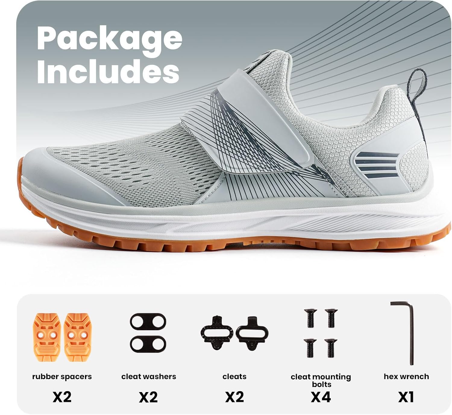 Men's Cycling Shoes Compatible with 2-Bolt SPD Cleats, Comfortable Walkable Road Bike Shoes for Indoor & Outdoor Cycling