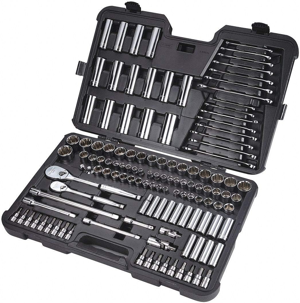 Westward 3/8", 1/2"Drive SAE/Metric Chrome Socket Set, Number of Pieces: 127 Chrome 53PN74-1 Each