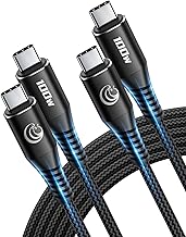 Cavo USB C a USB C 100W, [2Pezzi,1M+2M] Cavo Ricarica Rapida Type-C to Type-C 5A PD Nylon Intrecciato USBC a Tipo C Cavi per iPhone 16 15, Samsung Galaxy S25 S24 S23, iPad Pro, MacBook, Pixel e Altri