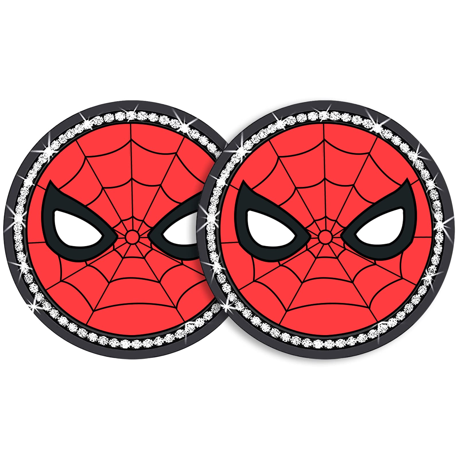 Drink Coaster 2 Pcs Bling Car Coaster Silicone Coaster 2.75x2.75'' Anti-Skid Coaster Scratch-Resistant Durable Coaster Pad Sticker for Car（Red）