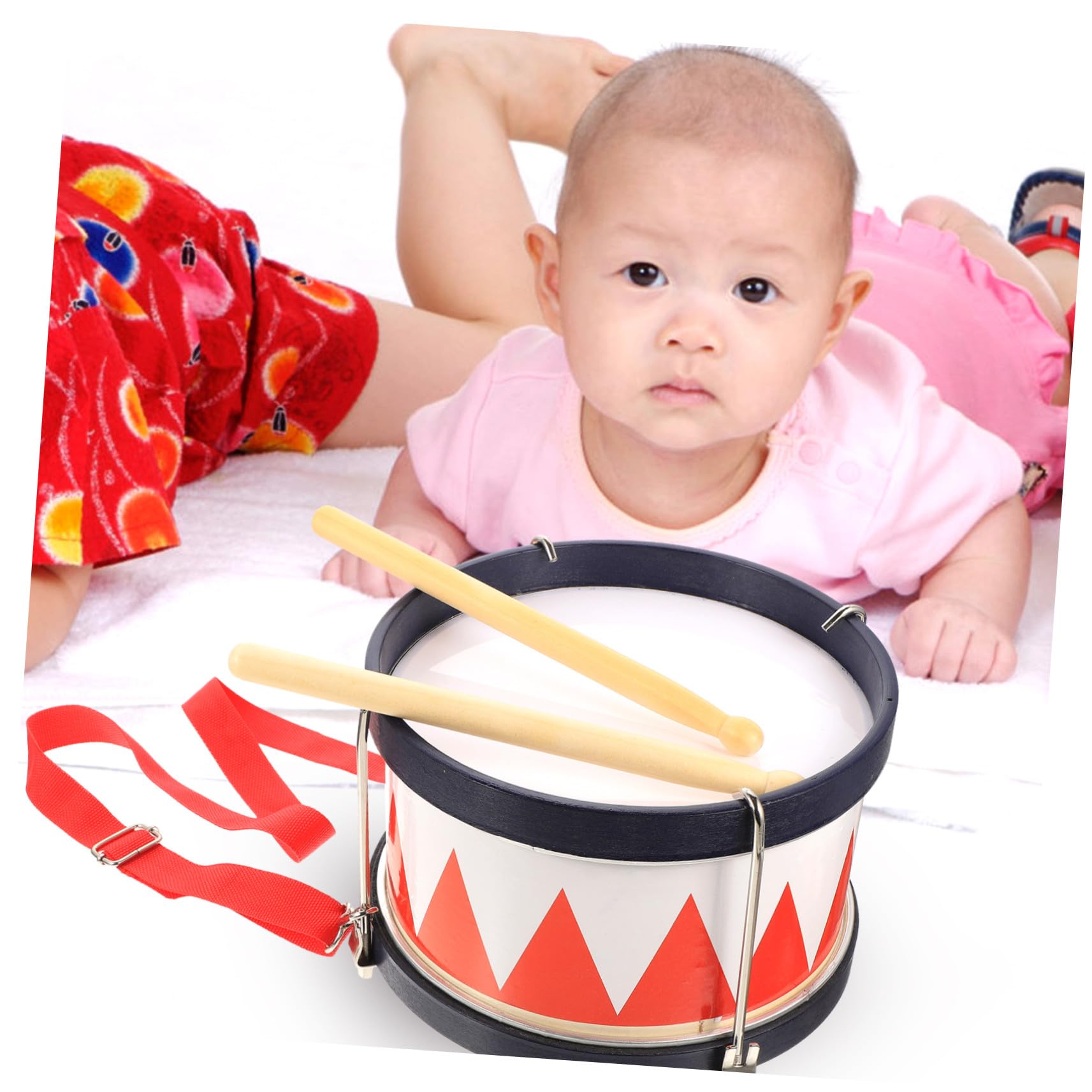 Mikinona Kit de Caja de Percusión Rojo para Niños Baquetas de Madera y Metal, Instrumento Musical para Fortalecer la Relación Familiar y Atraer la Atención Infantil Color