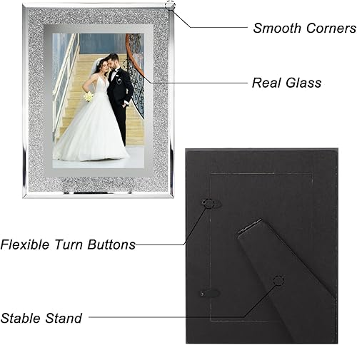 Miniatura 2 de Calenzana Paquete de 12 marcos de fotos de vidrio brillante de 8 x 10 pulgadas, marcos de fotos con borde brillante para mesa, pantalla horizontal o