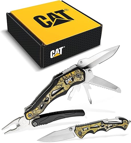 Cat Juego de caja de regalo de 2 piezas multiherramienta y cuchillo con árbol real Camo - 240358